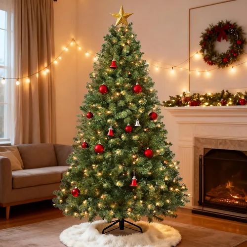 Vista 17 de Árbol de Navidad artificial preiluminado de 5 pies, color verde, para espacios pequeños, hogar, oficina, decoración de vacaciones Lápiz