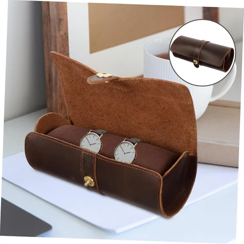 Vista 6 de 1 caja de reloj de cuero soporte de pulsera almohadas reloj reloj inteligente para hombre hombres relojes caso retro mujeres reloj bandas viaje