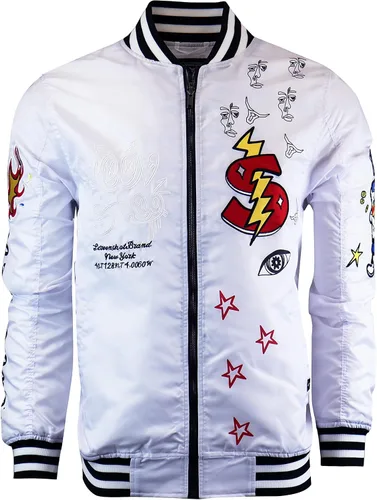 Vista 2 de SCREENSHOT Hip-Hop Urban NYC Fashion Bomber Jacket - Moderna chaqueta ligera para exteriores, con estampado de grafiti, con cremallera
