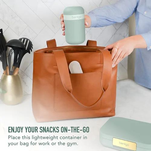 Vista 4 de Bentgo® Juego de lonchera moderna estilo Bento, con taza reutilizable (verde menta)