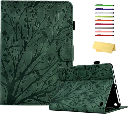 Vista 9 de Funda para tableta Amazon Kindle Fire HD 8 (8ª/7ª/6ª generación, 2018/2017/2016), con portalápices, bolsillo para tarjetas, imán de piel sintética