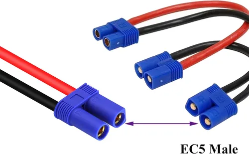 Vista 6 de Cable de Terminal EC5 a Anillo O, Cable Conector de Enchufe de Terminal de Ojal EC5 Hembra a Anillo O 10AWG RC ESC Cargador Lateral de Alimentación