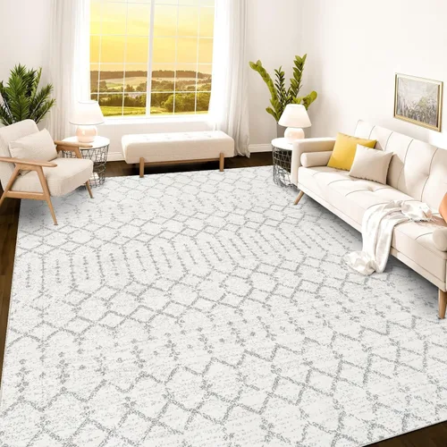 Vista 49 de Istana Alfombra larga antideslizante de 2.5 x 8 para el hogar, para pasillo y cocina, lavable, sedosa y suave al tacto, elegante, color azul y marfil