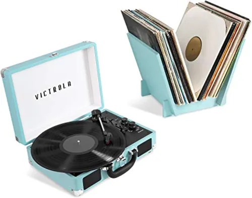 Vista 13 de Victrola Journey+ - Reproductor de discos portátil con Bluetooth en maleta – Altavoces integrados, reproductor de vinilos de 33-1/3, 45 y 78 RPM
