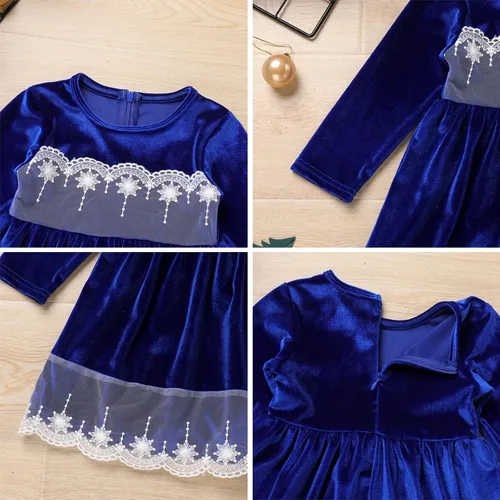 Vista 6 de IBTOM CASTLE Vestido tutú de terciopelo para niñas, vestido de princesa de manga larga para otoño, invierno, boda, concurso, comunión, formal
