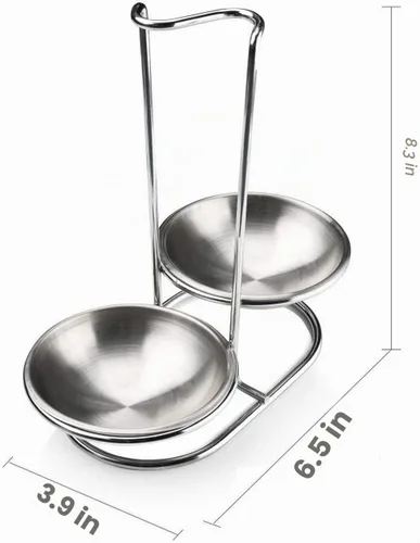 Vista 3 de Soporte vertical doble de acero para cucharas con cuencos de 4 pulgadas