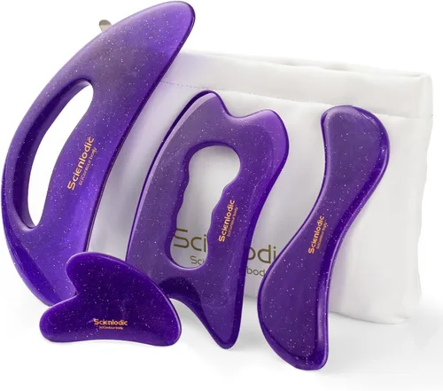 Vista 27 de Scienlodic Gua Sha - Herramienta de masaje con mango (resina), herramienta de raspado Guasha más grande para masaje de espalda, cuello, cara