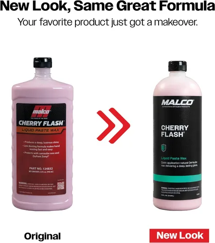 Vista 3 de Malco Cherry Flash - Cera de pasta líquida para autos – Protege y dale brillo a tu vehículo/La forma más fácil de encerar manualmente tu auto/Brillo