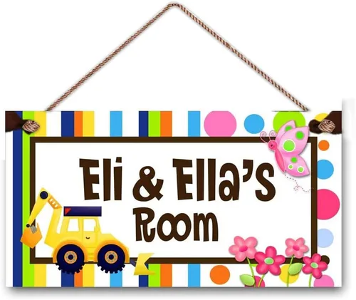 Vista 5 de Letrero de puerta de perezoso floral con nombre personalizado, flores, dormitorio, cuarto de bebé, placa de madera colgante, decoración de pared