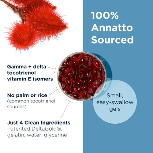 Vista 3 de Designs for Health Annatto-E 300 mg Tocotrienoles - Suplemento complejo de vitamina E DeltaGold con tocotrienoles Delta + Gamma - Cardiovascular