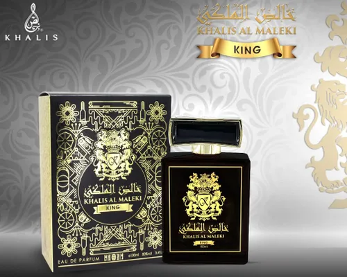 Vista 2 de Khalis Al Maleki King Eau de Parfum de 3.4 oz – Perfume unisex con notas de mar de pomelo, maderas de mandarina, musgo de roble y ámbar gris, amado