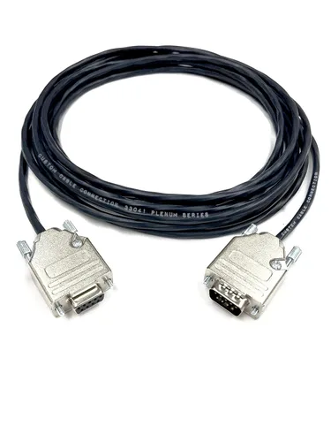 Vista 2 de Custom Cable Connection Cable serie de extensión Plenum RS232 RS232 de 1 pie DB9 macho a hembra - 22 AWG con chaqueta negra Plenum - Fabricado