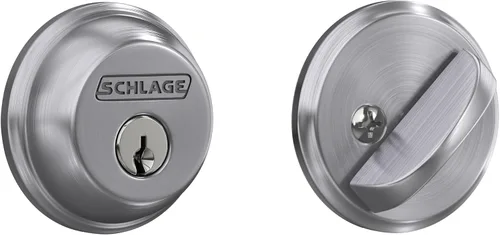 Vista 19 de Schlage Single Cylinder Front Door Deadbolt, Aged Bronze Cerrojo de un solo cilindro con llave exterior y giro en el interior, ajuste universal