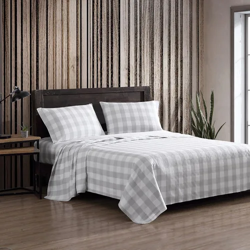 Vista 20 de Eddie Bauer - Sábanas de cama individual, juego de ropa de cama de franela de algodón con funda de almohada a juego, cepilladas para mayor suavidad