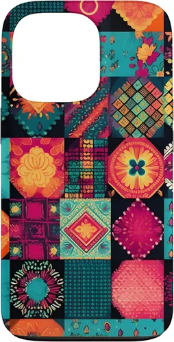 Vista 10 de Inspirado en el edredón de retazos para iPhone 16 Amante del acolchado Funda bohemia colorida