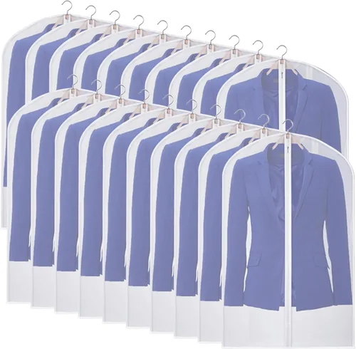 Vista 13 de Fundas para Hombros para Colgar Ropa (Juego de 10) Fundas Transpirables Antipolvo para Prendas Protectores de Ropa para Closet con Fuelle de 2