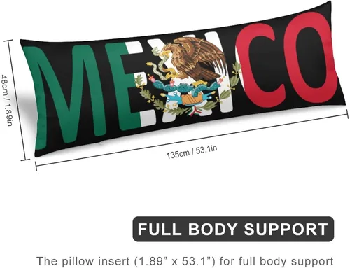 Vista 2 de Funda de almohada larga con diseño de bandera mexicana, 20 x 54 pulgadas