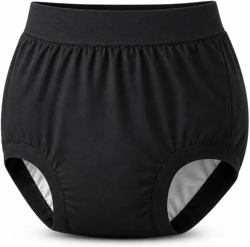 Vista 8 de Funda de pañales para adultos para incontinencia, pantalones de tela de látex activo a prueba de fugas, sin ruido, reutilizables, lavables, Negro