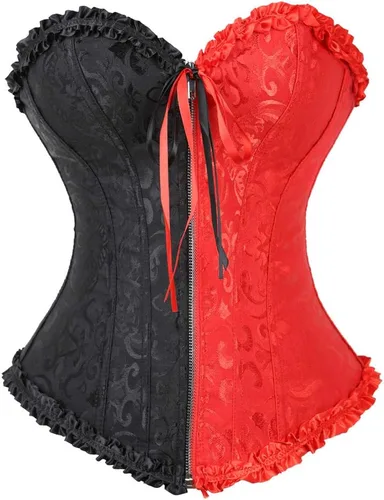 Vista 33 de frawirshau - Corsé para mujer, con cordones, con varillas, escultor de cuerpo, lencería Beige