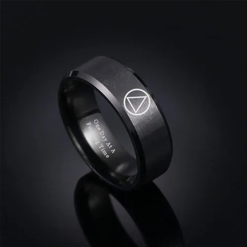 Vista 3 de One Day At A Time Sobriety Gifts - Anillo de acero inoxidable para mujeres y hombres, anillo de recuperación sobria, inspirador, alcohólicos