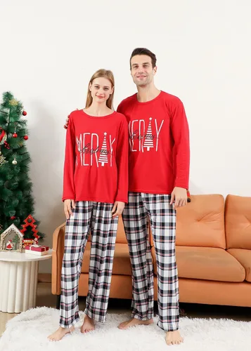 Vista 3 de VNVNE Family Christmas Pajamas Matching Sets, Cute Christmas Printed Sleepwear Holiday Xmas PJs for Women Men Kids
