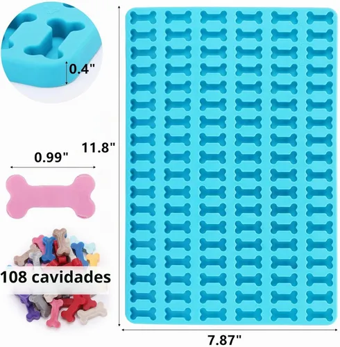 Vista 2 de Moldes para Golosinas para Perros, 108 Cavidades Moldes de Silicona en Forma de Mini Hueso Moldes para Hornear para Golosinas para Perros, Galletas