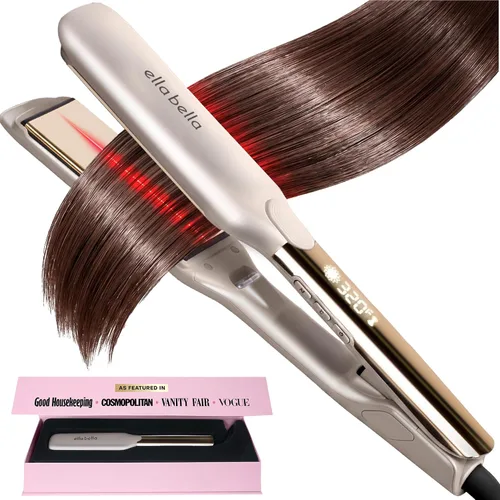 Vista 12 de ELLA BELLA® Plancha plana de titanio para alisar el cabello (con infrarrojos) • Alisador de pelo profesional • Pantalla digital para controlar