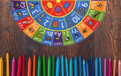 Vista 4 de KC Cubs Alfombra educativa antideslizante con alfabeto, números y formas de 3 x 3 pulgadas, para niños, guardería, aula, sala de juegos, guardería
