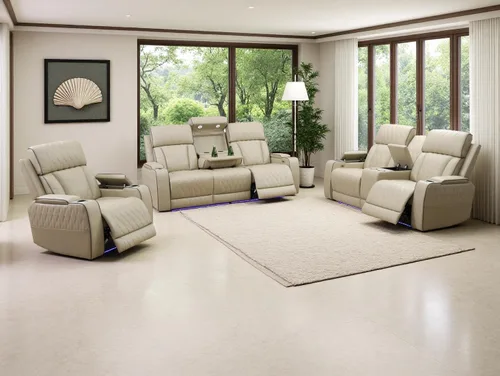 Vista 9 de Juego de sofás reclinables eléctricos, juegos de muebles de sala de estar, sofá reclinable eléctrico moderno negro, sofá biplaza y silla