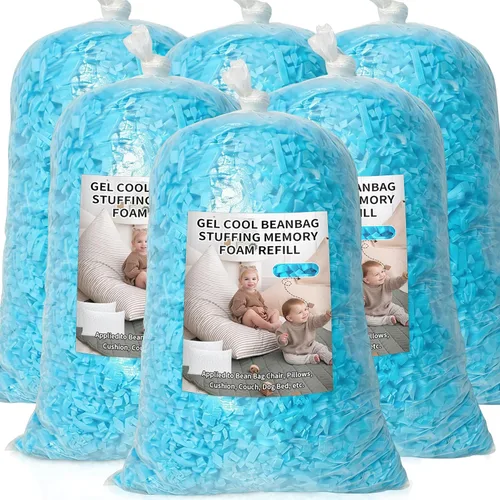 Vista 17 de Relleno de puf, relleno de espuma viscoelástica triturada de 5 libras, relleno de almohada suave para sofá, cojín, animales de peluche, cama
