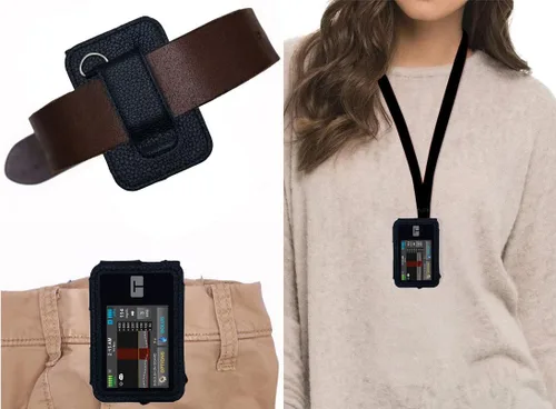 Vista 3 de Funda de cuero con protector de pantalla para bomba de insulina tándem tándem t:Slim X2 (marrón-A)