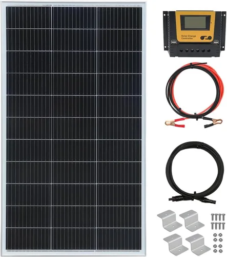 Vista 8 de Kit de panel solar de 20 W, 12 voltios, cargador de batería solar con controlador de carga de 10 A para caravana, barco, automóvil, remolque