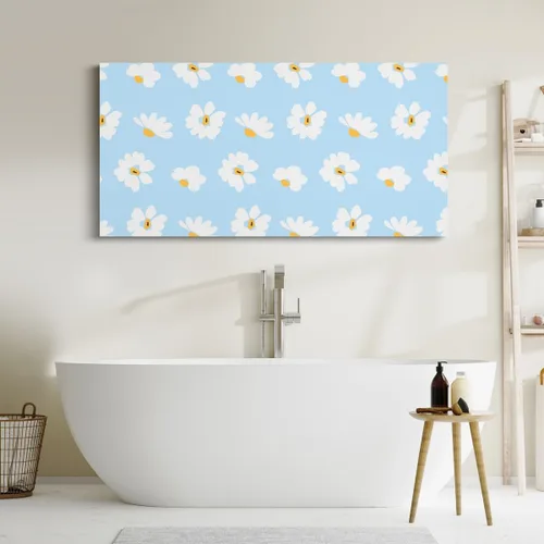 Vista 5 de Daisy Florals Wall Artwork Decor,Cartoon Blue Wildflowers Wall Painting for Boys Girls Women,Retro Country Style 38" Lx19 W