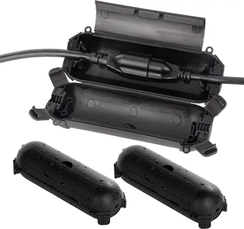 Vista 2 de Paquete de 3 fundas de seguridad para cable de extensión con sello impermeable, caja eléctrica grande para exteriores, cubierta de cable