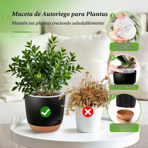 Vista 2 de Macetas de Orquídeas de Riego Automático para Plantas de Interior, 5.8 Pulgadas Macetas para Orquídeas, Macetas de Flores para Plantas