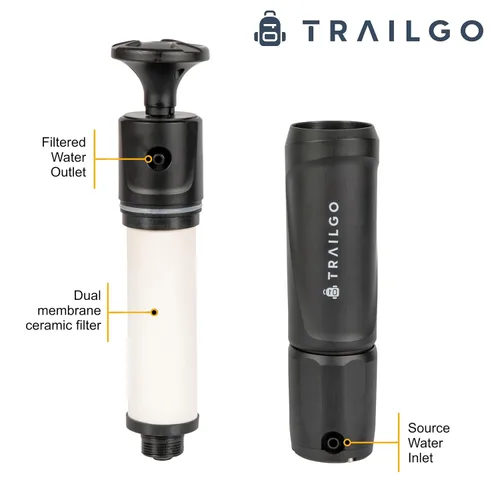Vista 7 de Sistema táctico de filtración de agua XR de 0.001 micrones, nano filtración de grado militar, filtro de purificación portátil de 3 etapas de alto