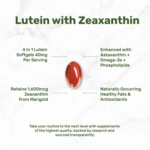 Vista 3 de DEAL SUPPLEMENT Suplementos de luteína y zeaxantina, 40 mg por porción, 300 cápsulas blandas