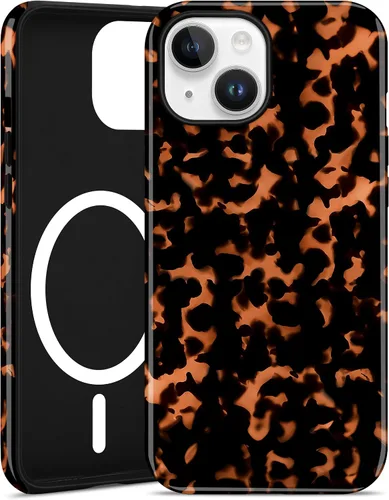 Vista 37 de Jusy Compatible con MagSafe Brown Tortoise Shell Print Phone Case para iPhone 7/8/SE, funda protectora magnética de lujo de TPU suave