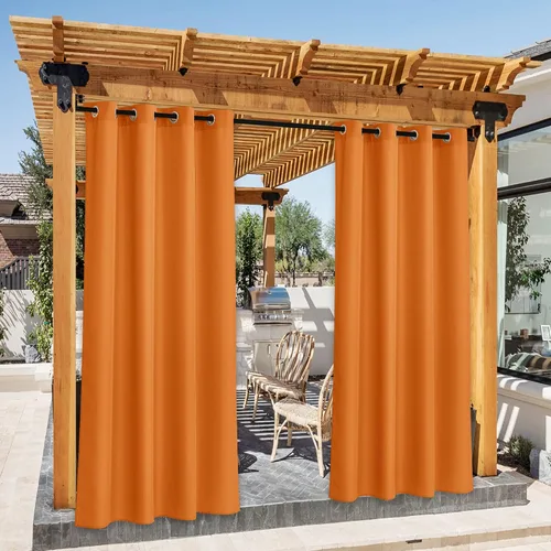 Vista 49 de NICETOWN Cortina para Exteriores para Patio Impermeable de 84 Pulgadas de Ancho, Aislamiento Térmico con Ojales Antioxidantes Bloqueo UV Cortina