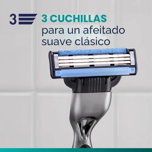 Vista 5 de Gillette Mach3 - Cuchillas de afeitar para hombres, repuestos de 3 cuchillas, 15