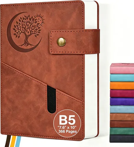 Vista 8 de PAIBAS Cuaderno de diario con líneas gruesas de 365 páginas para hombres y mujeres, diarios grandes de cuero A4 para escribir, cuadernos de tapa
