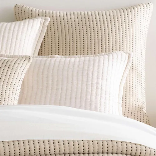 Vista 8 de Pine Cone Hill Pick Stitch Evergreen - Funda de almohada de Matelasse, tamaño estándar, patrón sólido verde