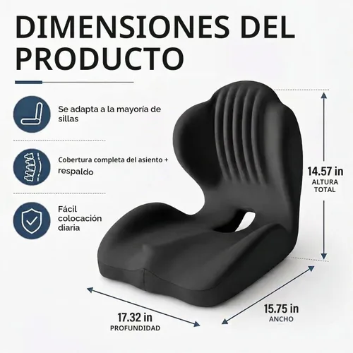 Vista 8 de Cojín ergonómico de espuma viscoelástica, almohada de apoyo lumbar en forma de L con alivio del coxis, almohadilla ortopédica para silla de oficina