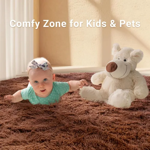 Vista 3 de LOCHAS Alfombras redondas y esponjosas de lujo para dormitorio, habitación de niños y niñas, guardería, alfombra circular súper suave, bonita