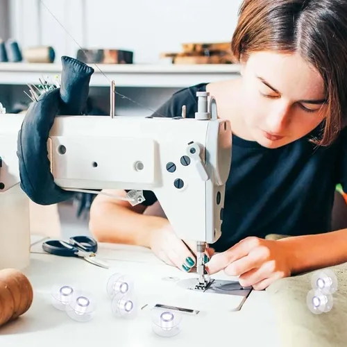 Vista 6 de 25 bobinas de coser bobinas con estuche bobinas de plástico para máquina de coser cantante