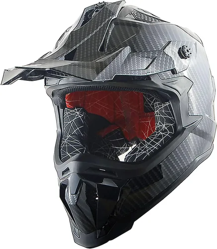 Vista 2 de 1Storm - Casco de motocross para adulto ATV Dirt Bike BMX MX de estilo de pista en montaña JH601; de fibra de carbono negro