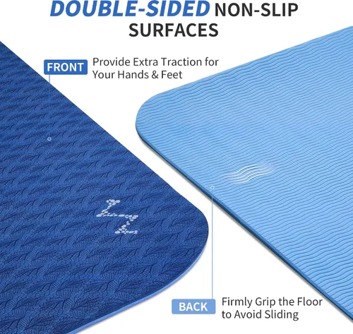 Vista 3 de CAMBIVO Tapete de yoga extra ancho para mujeres y hombres (72"/84" x 32" x 1/4") Tapete de entrenamiento TPE antideslizante grande para yoga