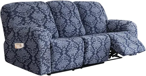 Vista 18 de JOKIVTOU Funda elástica para sillón reclinable con bolsillo, fundas de sofá reclinable de jacquard con estampado, protector de muebles con parte