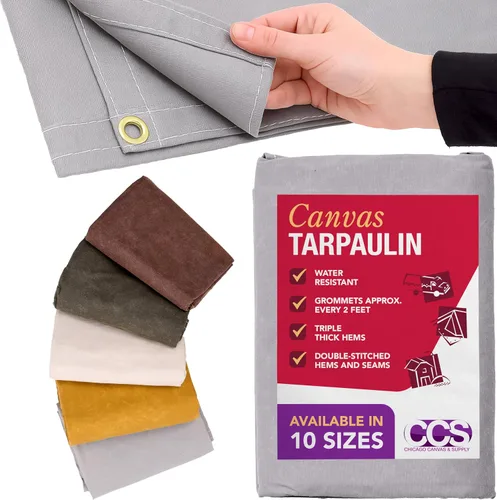 Vista 7 de CCS CHICAGO CANVAS & SUPPLY - Lona impermeable resistente, extraduradera, para varios usos, funda de lona de campamento con ojales inoxidables