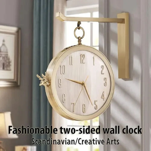 Vista 3 de Modern Double Sided Wall Clock Modern Simple Style Decor Wall Clock Non-Ticking Classic Digital Clock Interior Decoration Wall Art Decor Clock